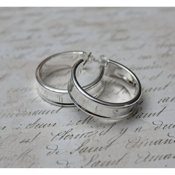 Unknown Brand Jewelry - New Hoop with Posts Sterling Silver 925 Earrings E74